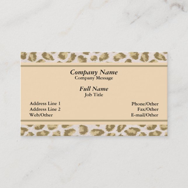 Trendy Leopard Business Card Template (Front)