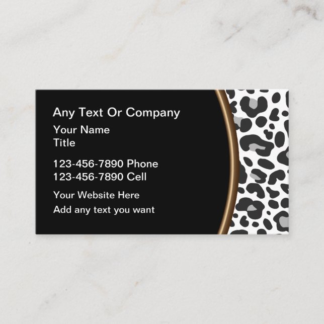 Trendy Leopard Pattern Beauty Theme Business Card (Front)