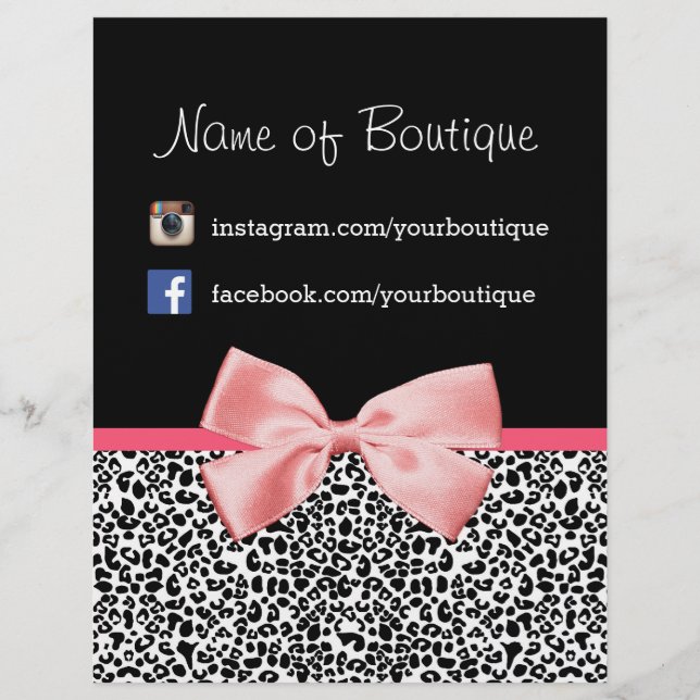 Trendy Leopard Pink Ribbon Promotional Marketing Flyer (Front)
