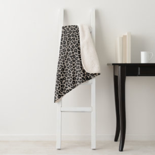Trendy Leopard Print Custom Name Sherpa Blanket