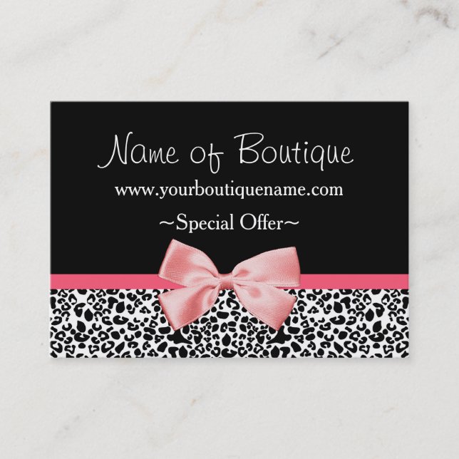 Trendy Leopard Print Pink Ribbon Discount Coupon (Front)