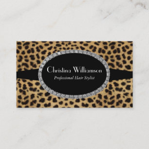 Trendy Leopard print Rhinestones Business Card
