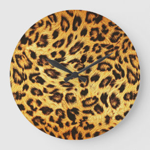 Trendy Leopard: Skin Design Pattern. Large Clock