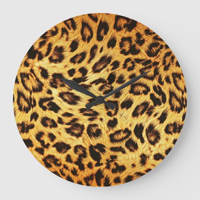 Trendy Leopard: Skin Design Pattern. Large Clock (Front)