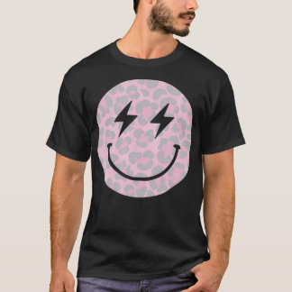 Trendy Leopard Smiley Face Lightning Bolt  T-Shirt