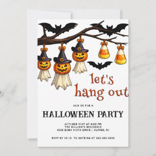 Trendy Let's Hang Out Halloween Celebration  Invitation
