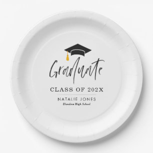 Trendy lettering graduation  paper plate