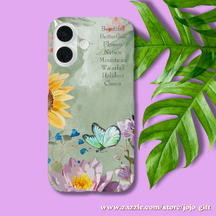 Trendy lettering Watercolor botanical Greenery art iPhone 16 Case