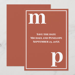 Trendy Letters Monogram Terracotta Save the Date Invitation