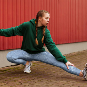 Trendy Light Blue Jean Faux Effect Pattern Leggings