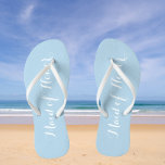 Trendy Light Blue Maid of Honour Jandals<br><div class="desc">Gift your wedding bridesmaids with these stylish Maid of Honour flip flops that are a trendy,  powder blue colour along with white,  stylised script to complement your similar wedding colour scheme. Select foot size along with other options.</div>