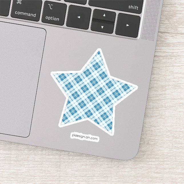 Trendy Light Blue tartan Christmas pattern Star (Detail)