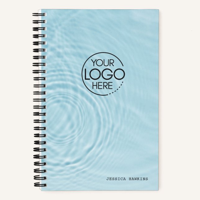 Trendy Light Blue Water Ripples Modern Logo Notebook (Front)