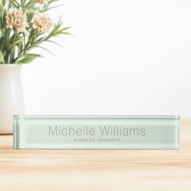 Trendy light mint modern minimal nameplate (Trendy light mint modern minimal desk name plate)