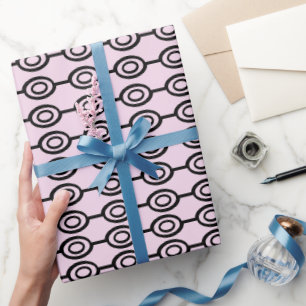 Trendy Light Pink Black Sunglasses Chain Motif Wrapping Paper