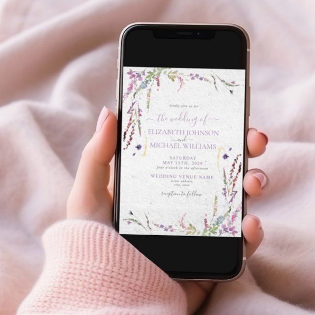 Trendy Lilac Lavender Floral Photo Garden Wedding Invitation (Creator Uploaded)