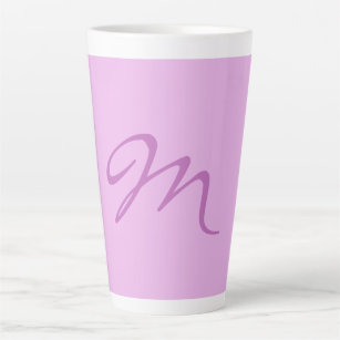 Trendy Lilac Orchid Colour Monogram Initial Letter Latte Mug