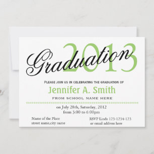 Trendy lime classic,stylish graduation announcment invitation