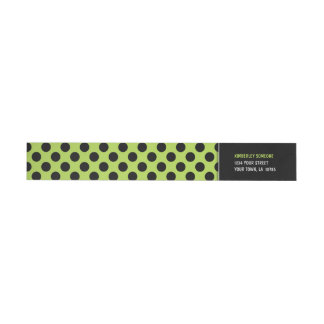 Trendy Lime Green & Black Polka Dot Wrap Around Label
