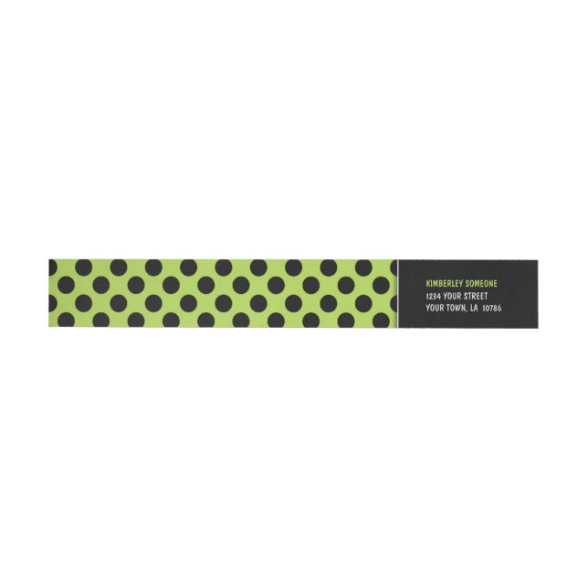 Trendy Lime Green & Black Polka Dot Wrap Around Label (Individual)