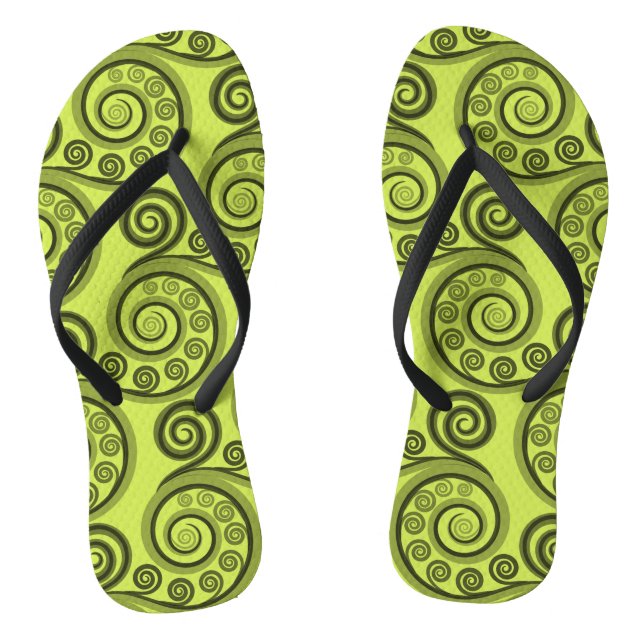 Trendy Lime-Green koru Fern Leaves Jandals (Footbed)