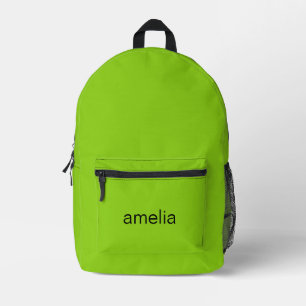 Trendy Lime Green Personalised Printed Backpack