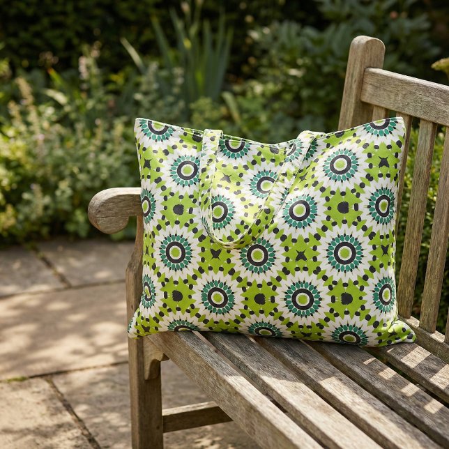 Trendy Lime Green White & Black Geometric Pattern Fabric (Creator Uploaded)