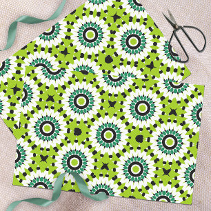 Trendy Lime Green White & Black Geometric Pattern Tissue Paper