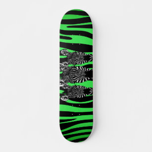 Trendy Lime Zebra Herd on Zebra Print Skateboard
