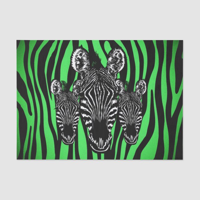 Trendy Lime Zebra  Herd on Zebra Print Tissue Paper (Front)