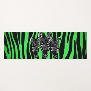 Trendy Lime Zebra Herd Second Side Zebra Print Yoga Mat