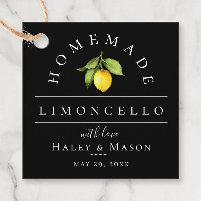 Trendy Limoncello Wedding Favour Tags (Front)
