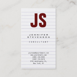 Trendy Lined Paper Pattern Monogram Business Card