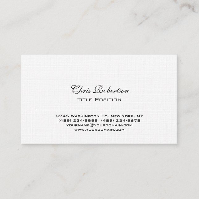 Trendy Linen Charming Business Card (Front)