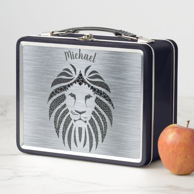Trendy Lion Monogram Metal Lunch Box (In Situ)