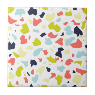 Trendy Living Coral Chartreuse Terrazzo Pattern Tile