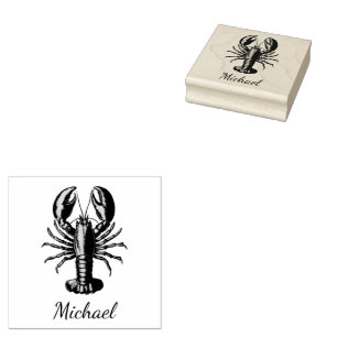 Trendy Lobster Personalised Rubber Stamp