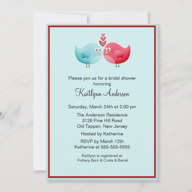 Trendy Love Birds Bridal Shower Invitation (Front)