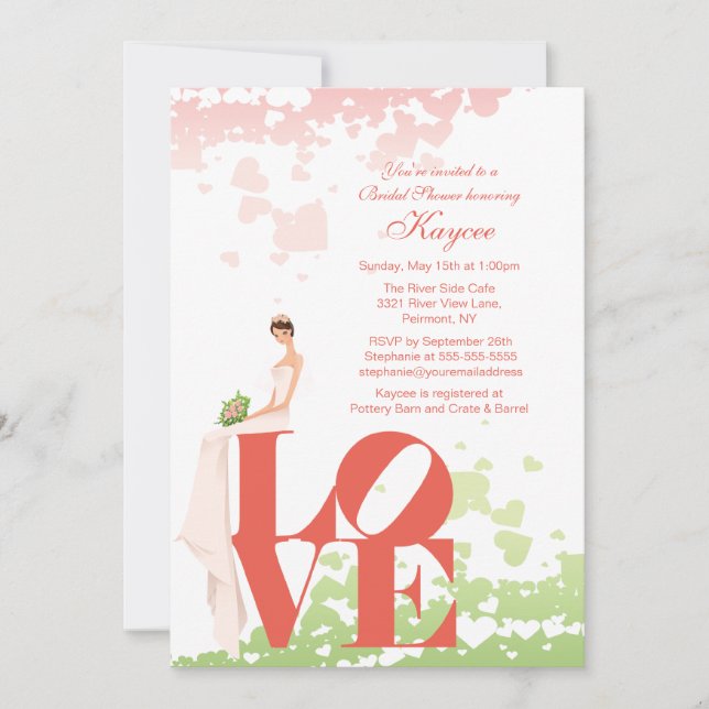 Trendy Love Bride Bridal Shower Invite (Front)