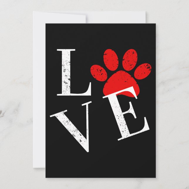 TRENDY LOVE DOG PAW   INVITATION (Front)