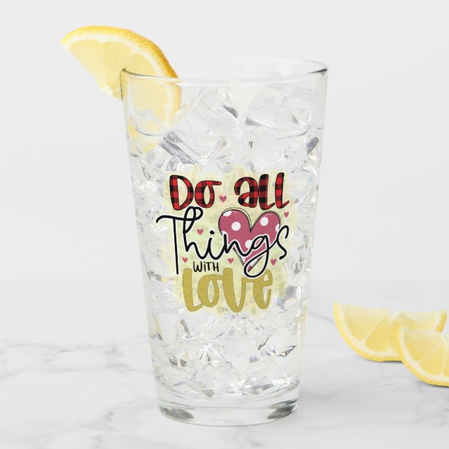 Trendy Love Glitter Valentines Day Glass (Front Ice)