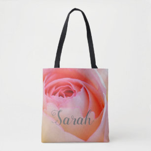 Trendy Love Personalised Pink Rose Design Tote Bag