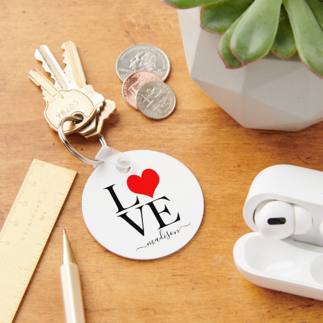 Trendy LOVE Personalized Name Key Ring (Desk)