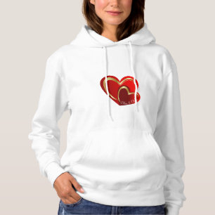 Trendy Love Red Heart Personalised Girlfriend Gift Hoodie