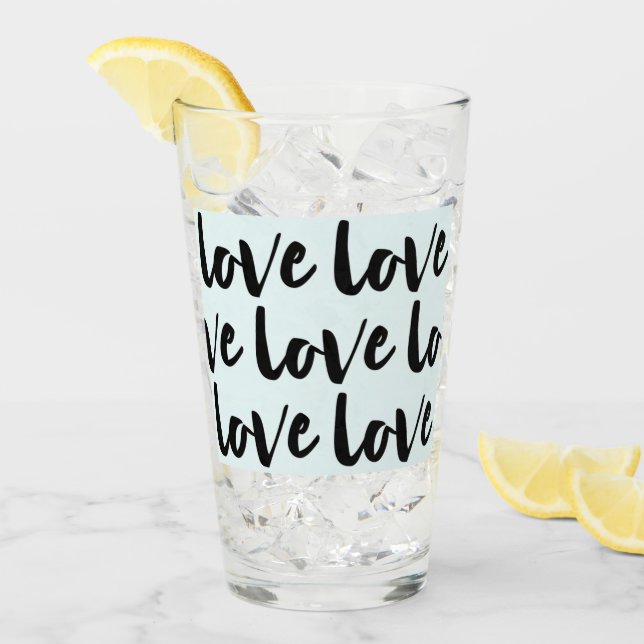 Trendy Love Typography on Pastel Blue Glass (Front Ice)