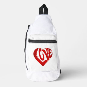 Trendy Love Typography Red And White Sling Bag
