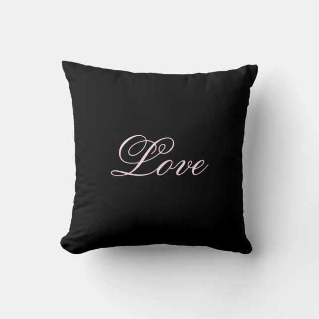 Trendy Love Wedding Calligraphy Script Black Cushion (Front)