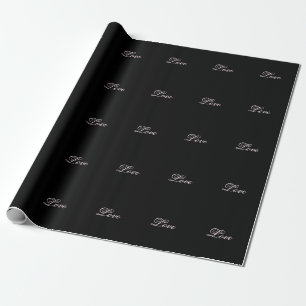 Trendy Love Wedding Calligraphy Script Black Wrapping Paper