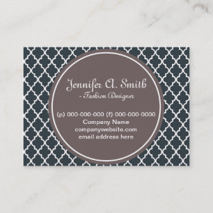 trendy, lovely, classic, espresso B&W quatrefoil Business Card