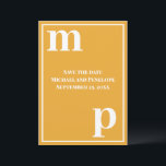 Trendy Lower Case Monogram Marigold Save the Date  Invitation<br><div class="desc">A simple clean minimalist design in the popular wedding colour marigold yellow and a trendy cute text pairing of fonts in bold lower case for the monogram letter text templates and upper case font templates for the details that are easy for you to personalise. Just change the letters and details...</div>